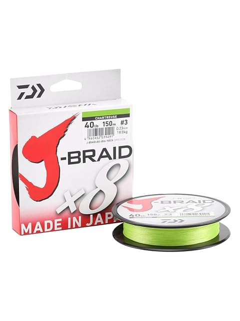 Tresse de pêche Daiwa J-Braid 8 chartreuse à huit brins, 300 m
