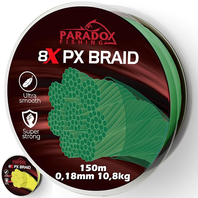 Tresse Paradox Fishing 8X PX vert camouflage à huit brins, 150 m