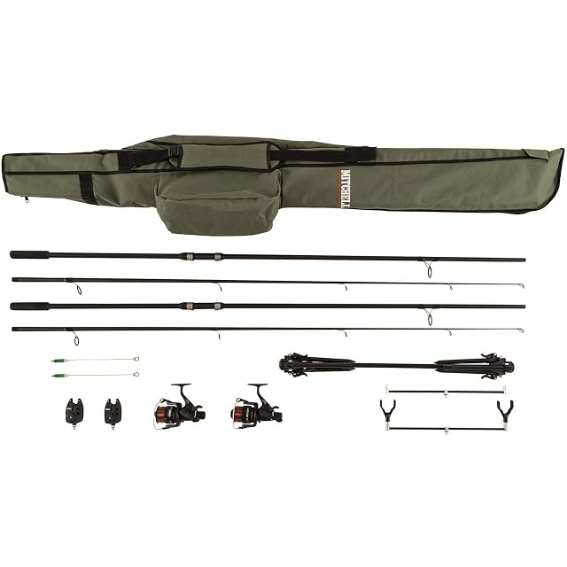 Coffret carpe Mitchell GT Pro avec deux cannes, deux moulinets, détecteurs et rod pod