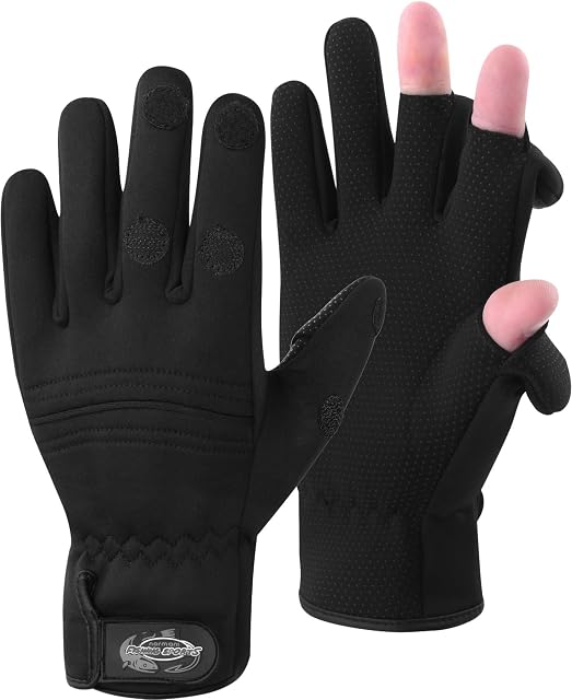 Gants de pêche d’hiver normani noirs en néoprène titane