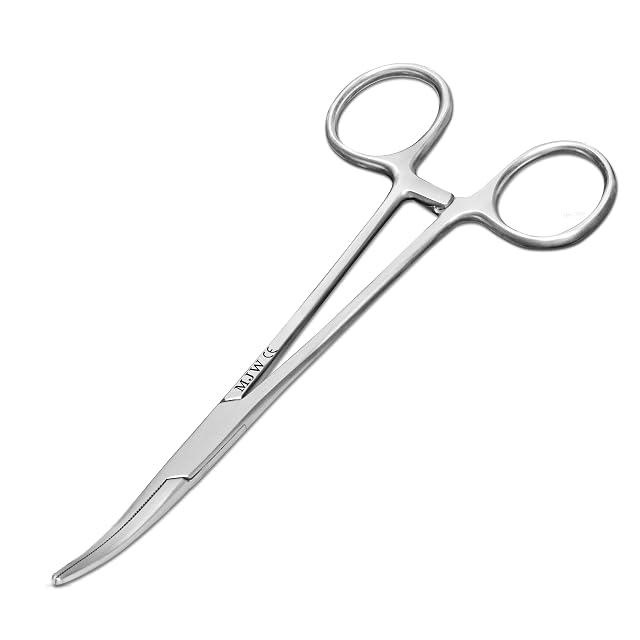 Pince hémostatique coudée MJW en acier inoxydable pour la pêche
