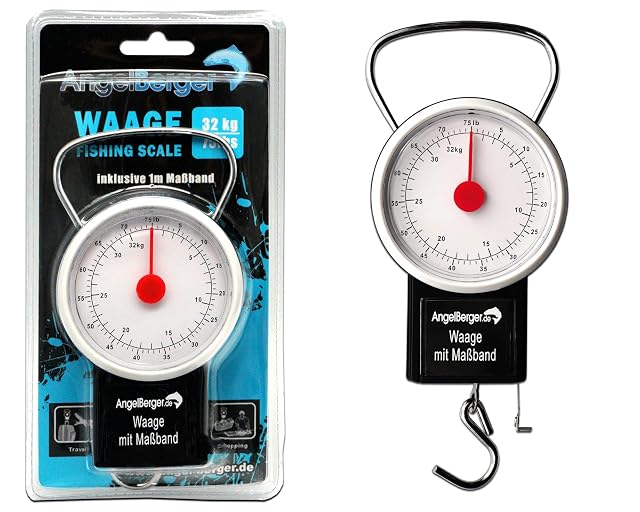 Peson de pêche suspendu mécanique Angel-Berger avec mètre ruban