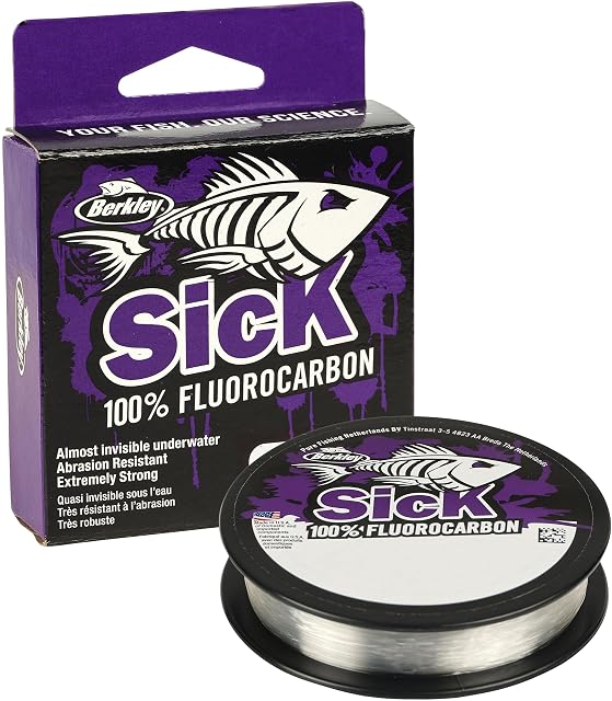 Matériau de bas de ligne Berkley Sick Fluorocarbon transparent, bobine de 50 m
