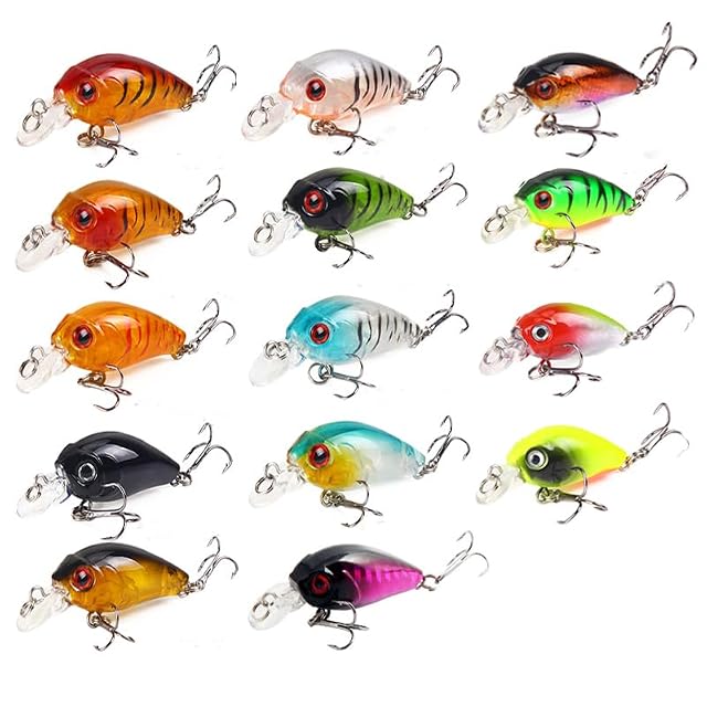 Coffret de quatorze crankbaits GERUI en couleurs vives