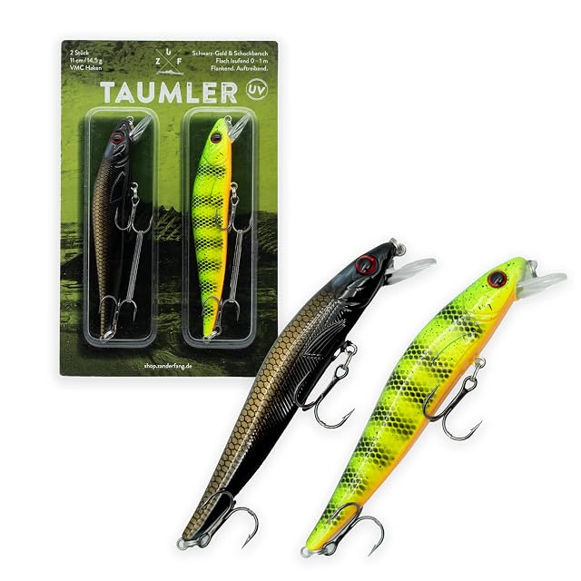Crankbait à sandre Zanderfang TAUMLER noir et or, 11 cm