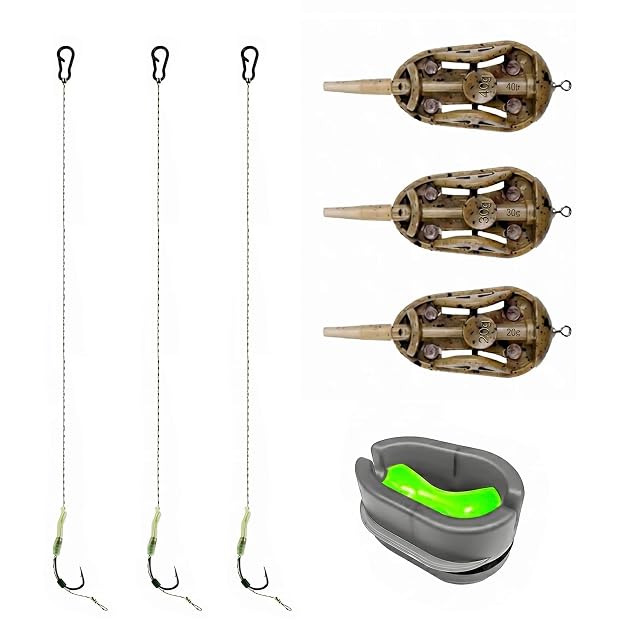 Coffret de trois method feeders INNAL avec poids marqués et hameçons