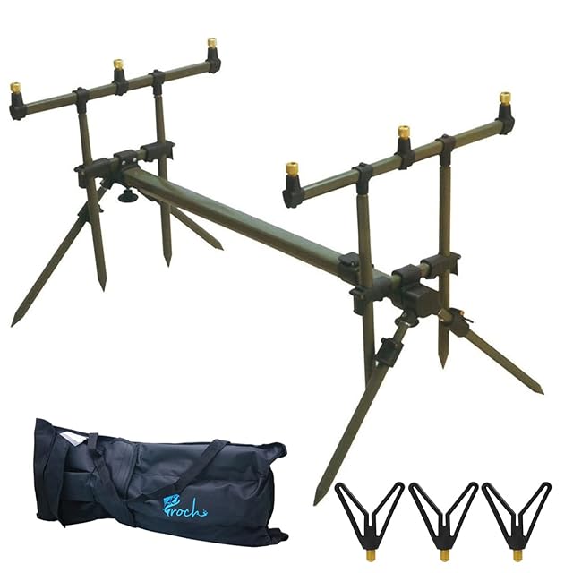 Rod pod Croch Master Deluxe en aluminium vert avec repose-cannes et housse