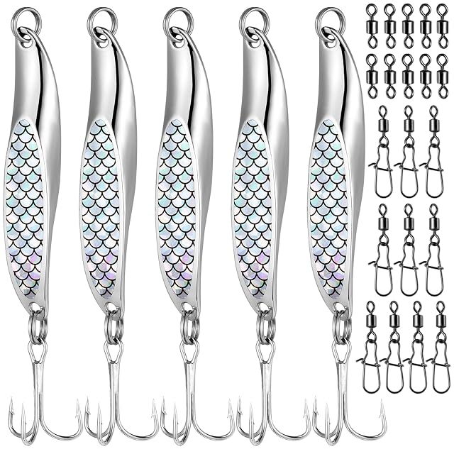 Realure cinq jigs de lancer métal de 21 g avec émerillons et agrafes