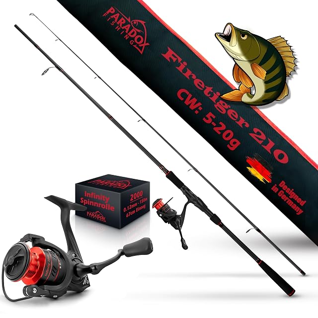 Canne à lancer Paradox Fishing Firetiger avec son moulinet Infinity 2000 apparié
