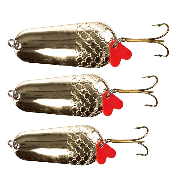 Coffret de trois cuillères à brochet Zite Fishing avec fanions attracteurs rouges