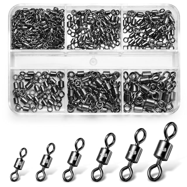 Coffret d’émerillons rouleaux Annyswit à anneaux pleins en six tailles