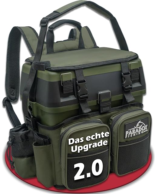 Caisse-siège, sac à dos et caisse à matériel Paradox Fishing 3 en 1 en noir et vert