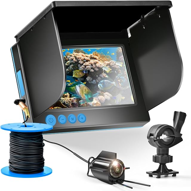 Caméra de pêche sous-marine YYYuYong IPS de 5 pouces avec support de canne