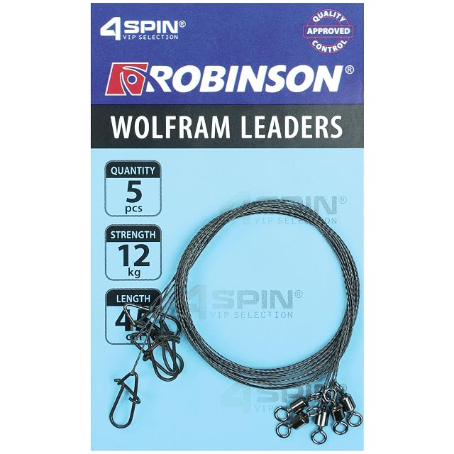 Bas de ligne tungstène Robinson pour brochet et sandre, 45 cm, lot de cinq